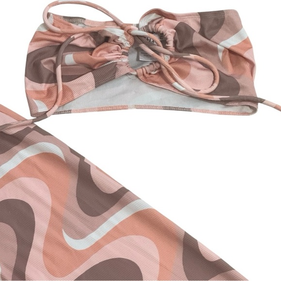 PRINCESS POLLY Pink White Swirl Pants Top Set Latiana 70’s Party Costume Size 4 - Picture 14 of 15